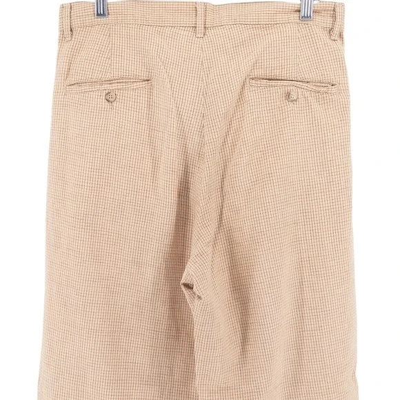 Vintage 90s Ralph Lauren Polo Linen Cotton Blend Brown Tan Check